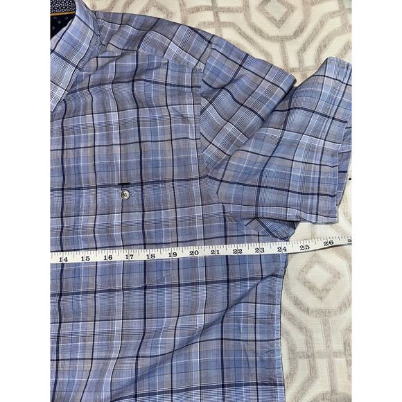 Ted Baker London Men’s Shirt Size 7 Blue Plaid Short Sleeve Button Up Casual - Picture 5 of 8